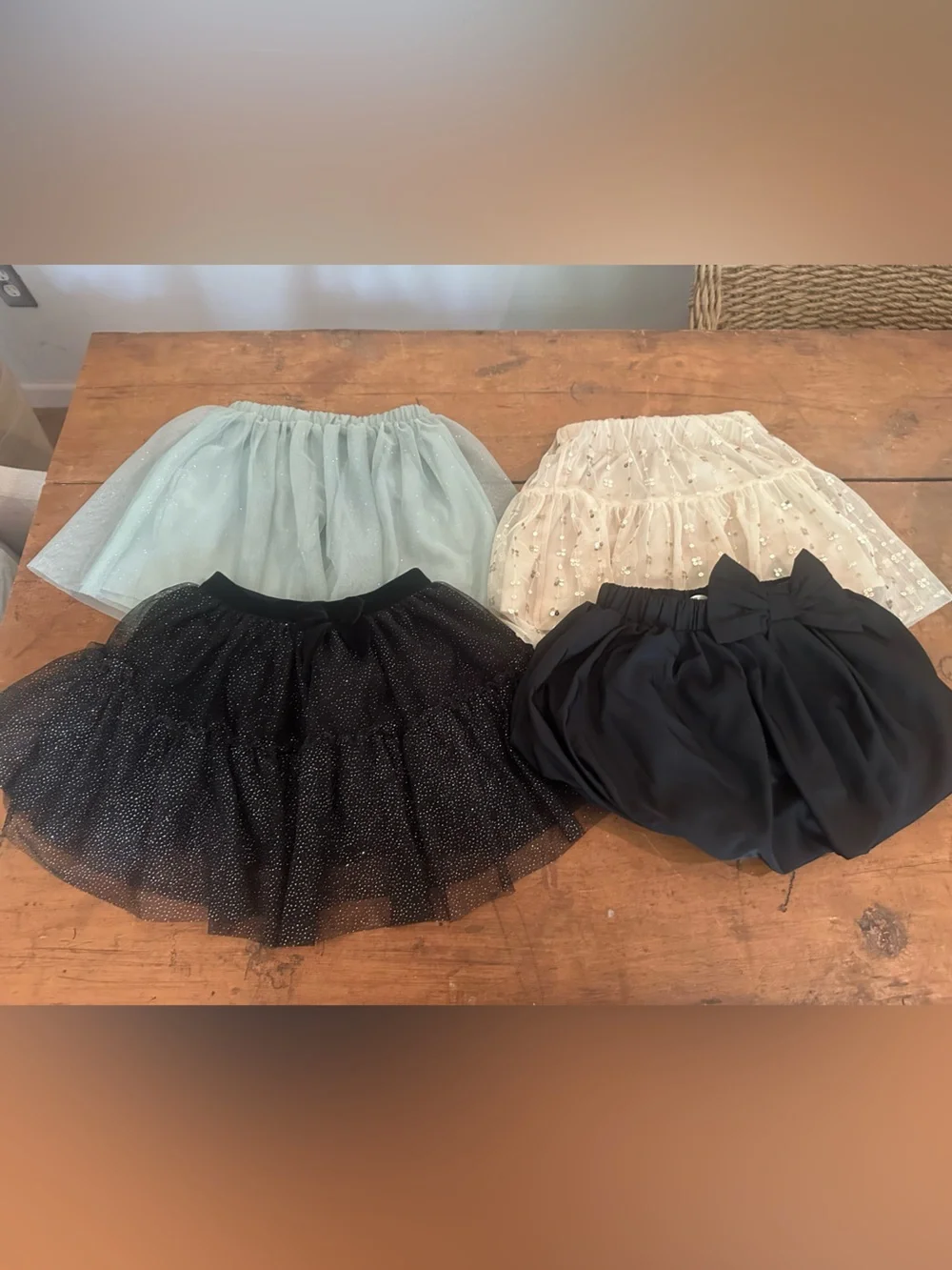 H&M Kids Layered Tulle Skirts in Mint, Cream, and Black